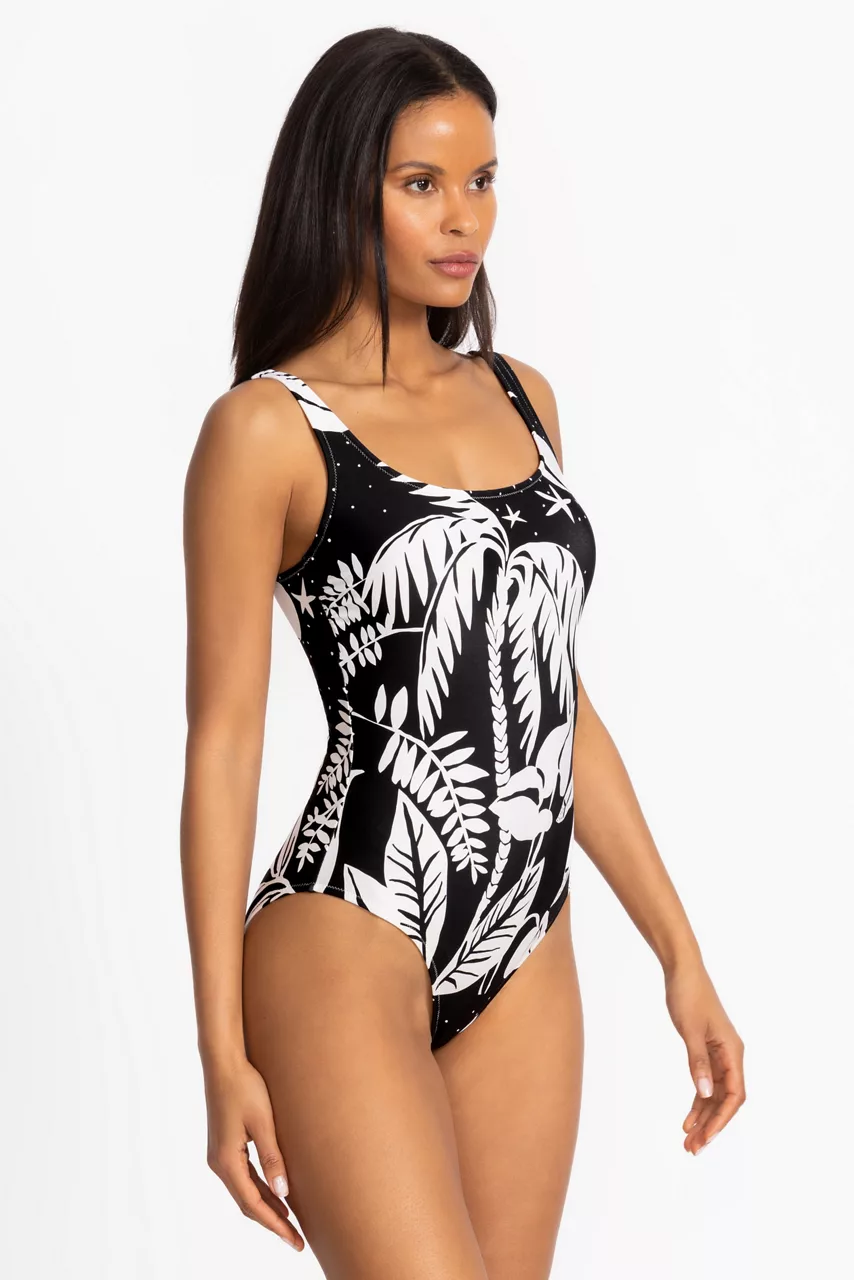 Johnny Was PALMAS TANK ONE PIECE Palmas Black White