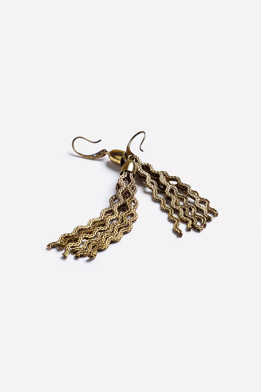 Johnny Was RIC RAC TRIPLE STRAND DROP EARRINGS Gold
