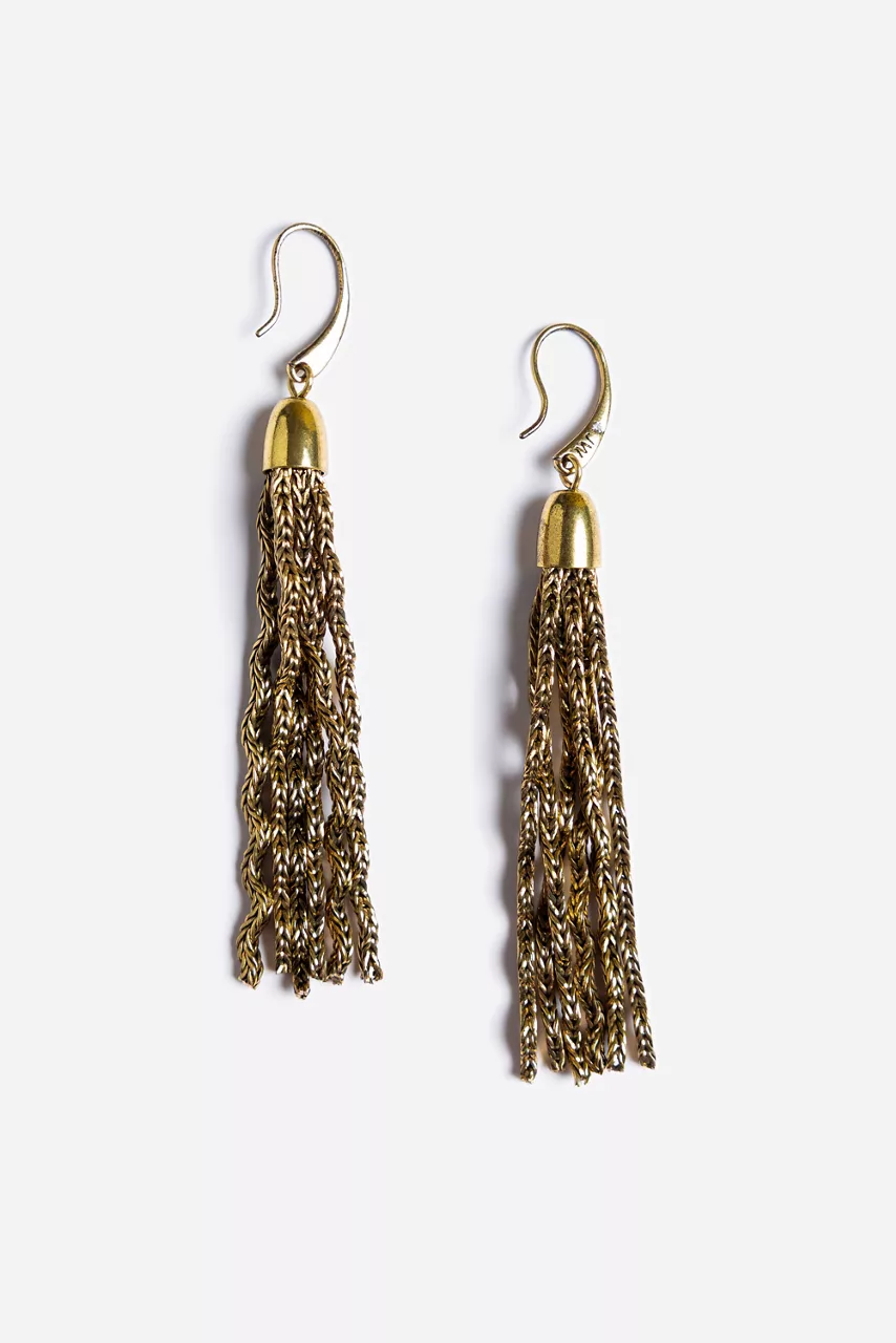 johnny was RIC RAC TRIPLE STRAND DROP EARRINGS Gold