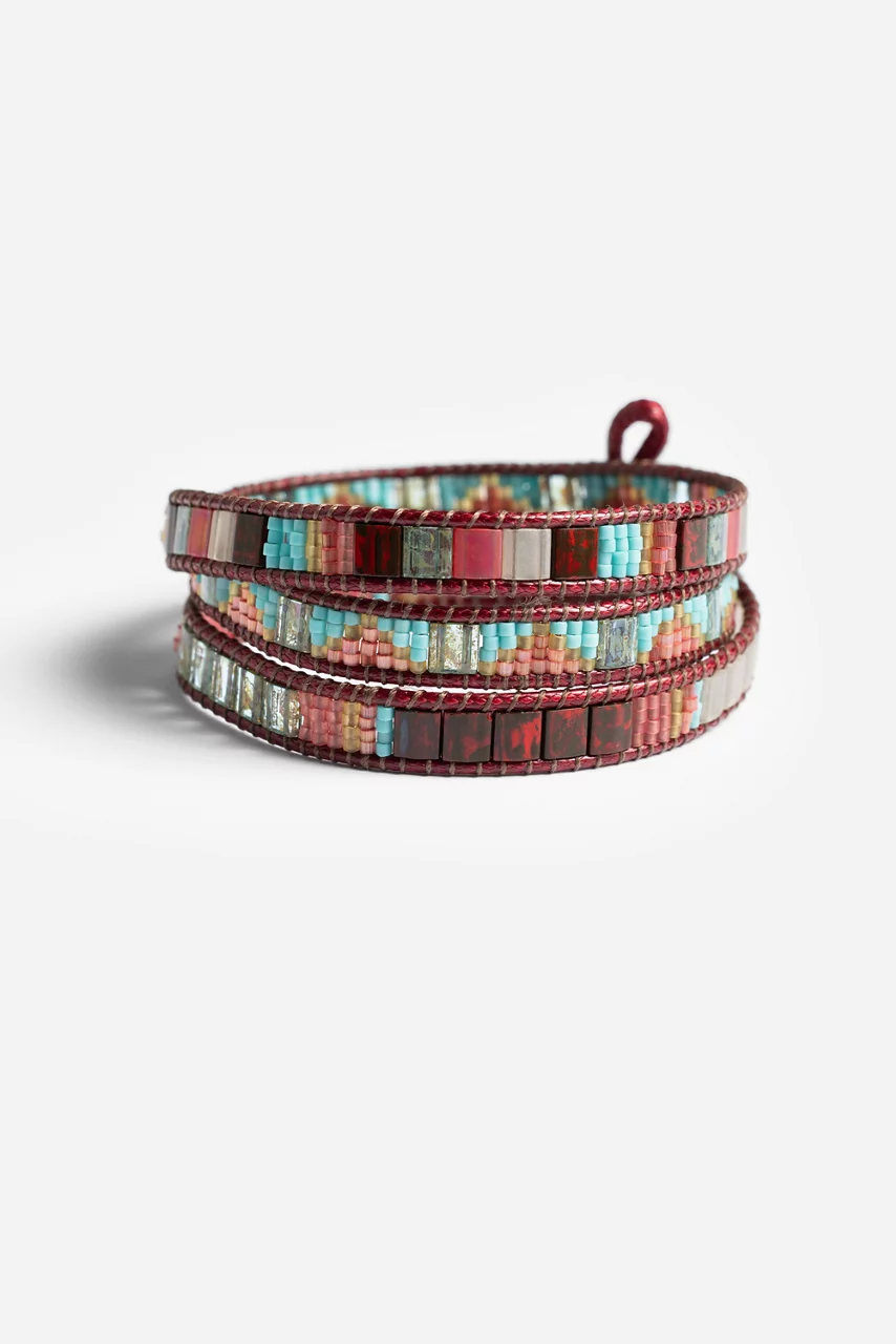 Johnny Was SANTA FE BURGUNDY WRAP BRACELET Assorted