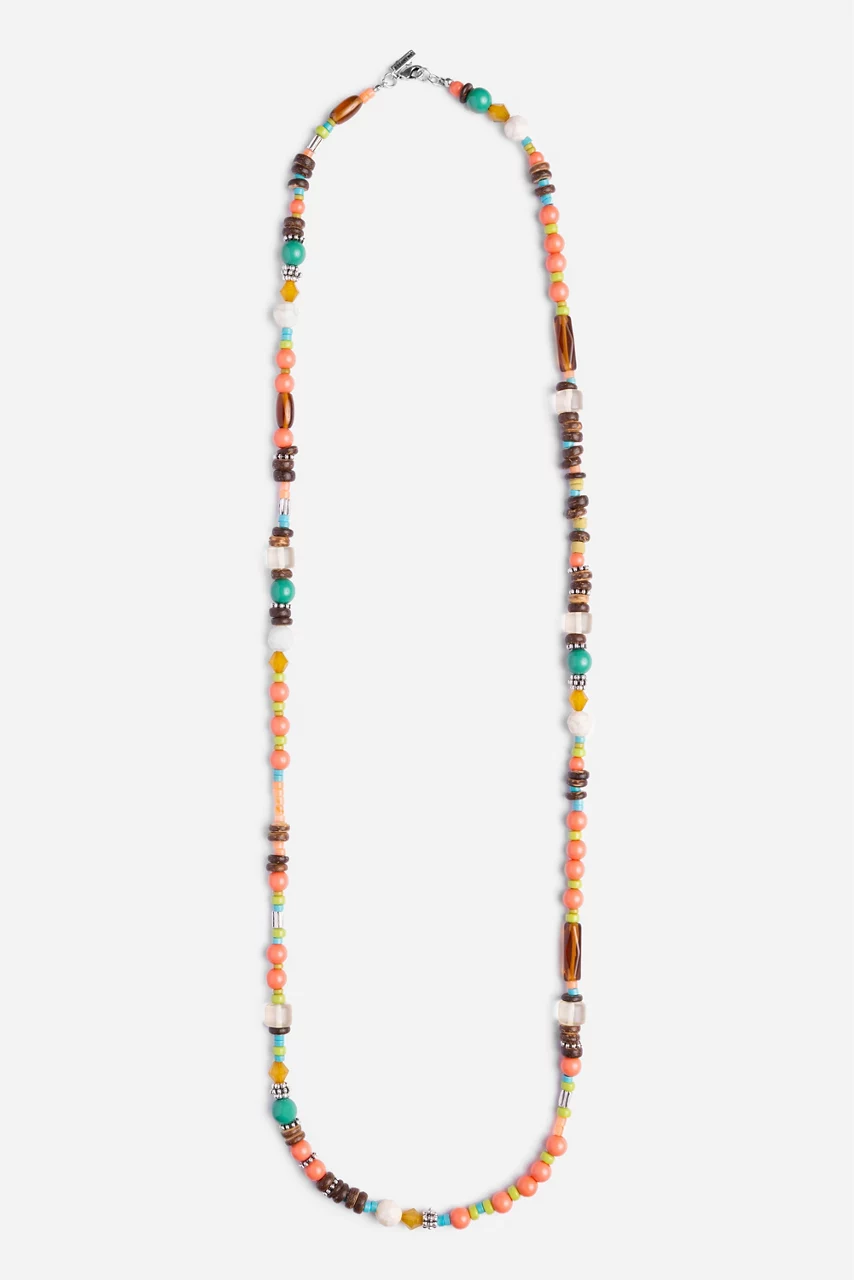 johnny was SEMIPRECIOUS METAL BEADS WOOD NECKLACE Assorted