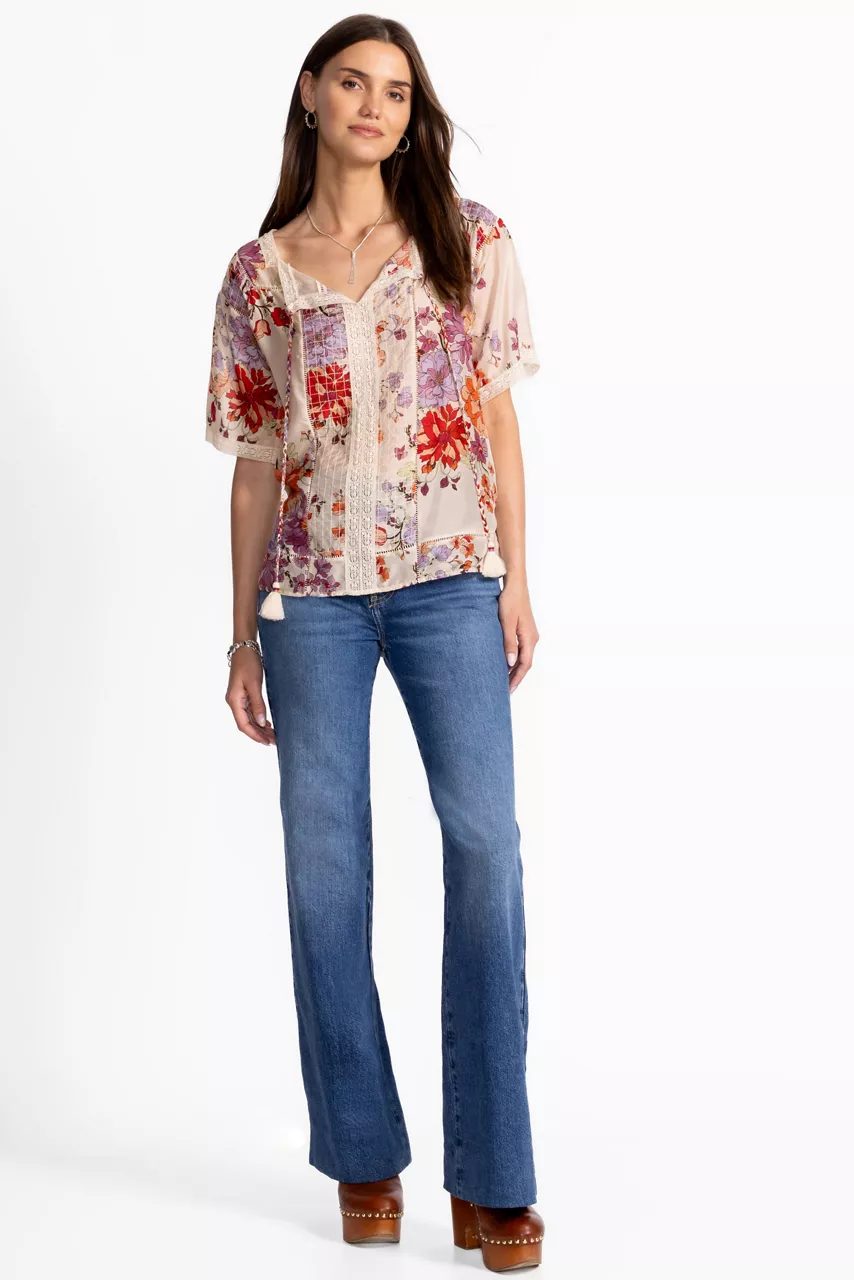 Johnny Was SONIA LACE BLOUSE Vines Of Morning Glory