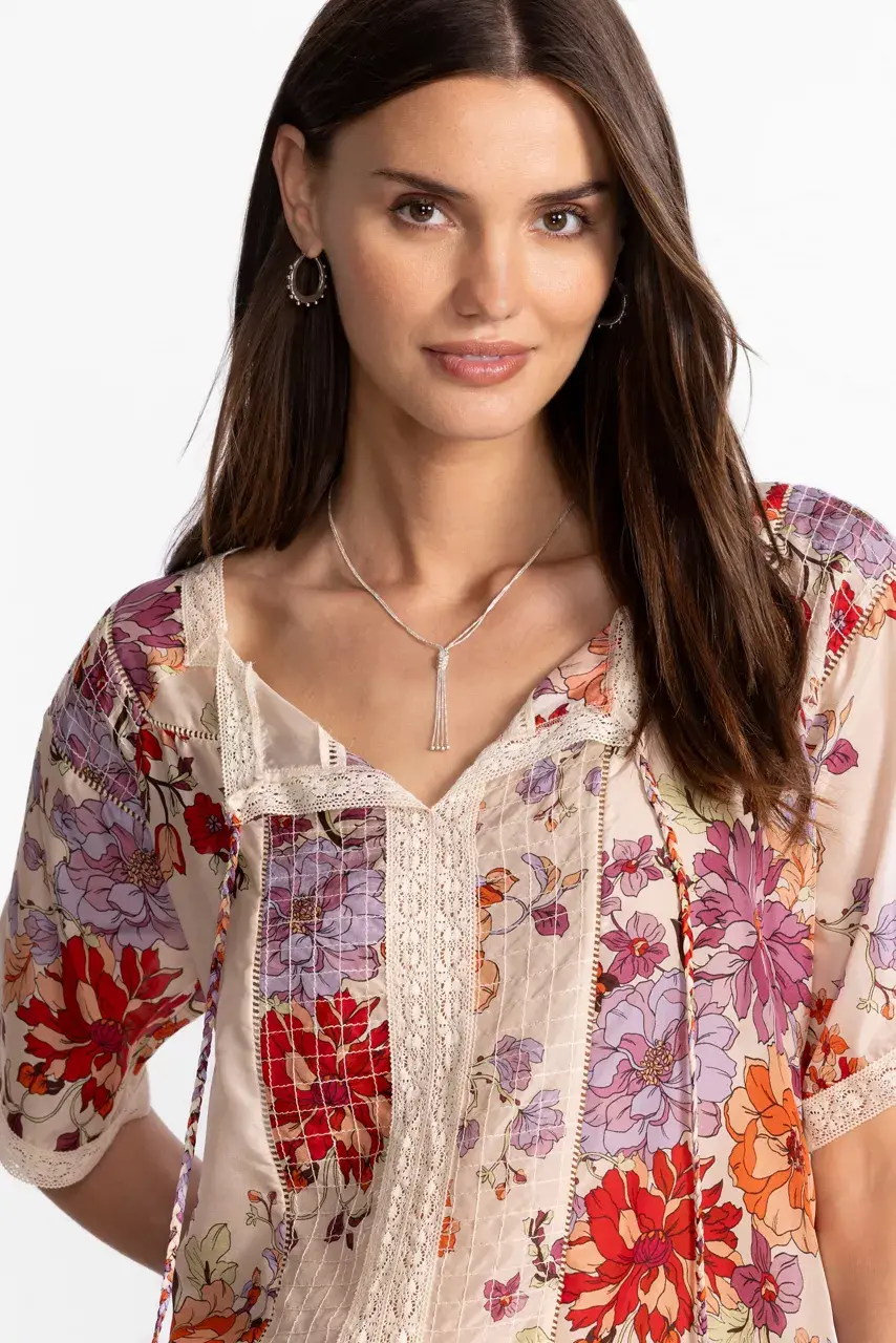 Johnny Was SONIA LACE BLOUSE Vines Of Morning Glory