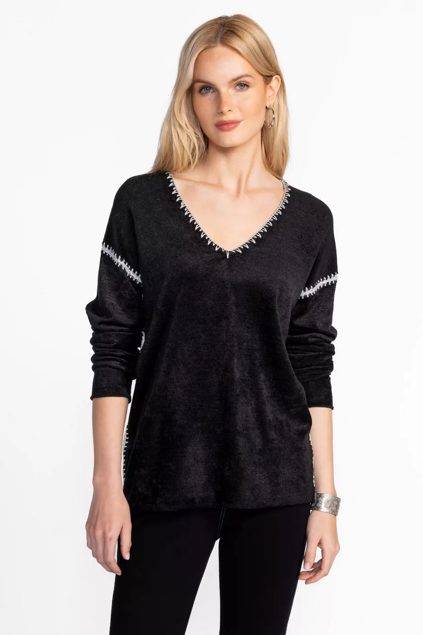 johnny was THE CHENILLE CLASSIC WHIPSTITCH PULLOVER Black