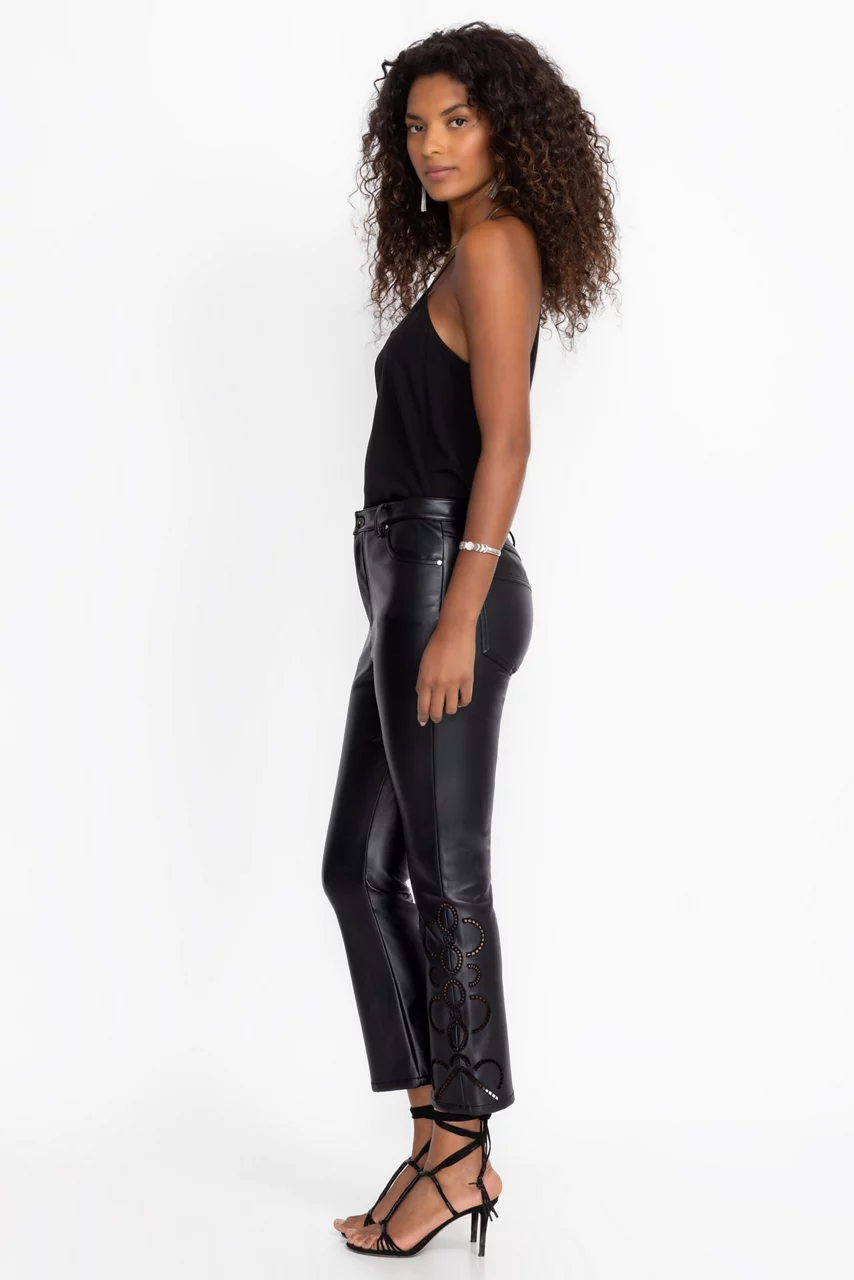 Johnny Was THE CROPPED BABY BOOT VEGAN LEATHER PANT Black