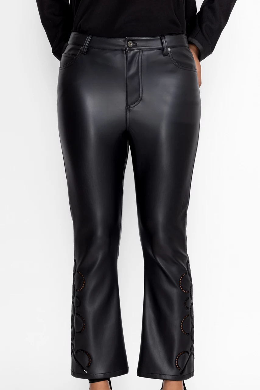 Johnny Was THE CROPPED BABY BOOT VEGAN LEATHER PANT Black