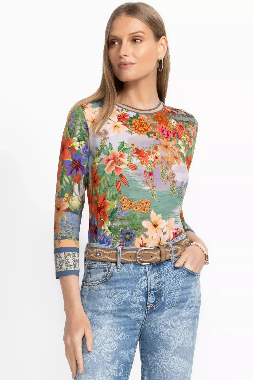 Johnny Was THE JANIE FAVORITE 3/4 SLEEVE CREW NECK Asteria