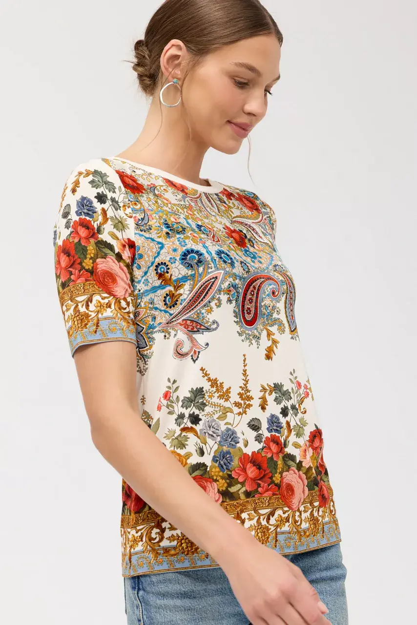 Johnny Was THE JANIE FAVORITE BOAT NECK TEE Leto White