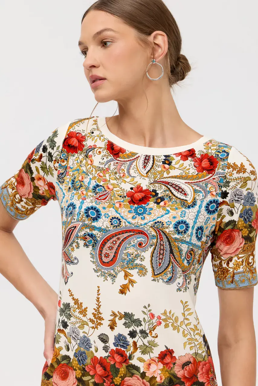 Johnny Was THE JANIE FAVORITE BOAT NECK TEE Leto White