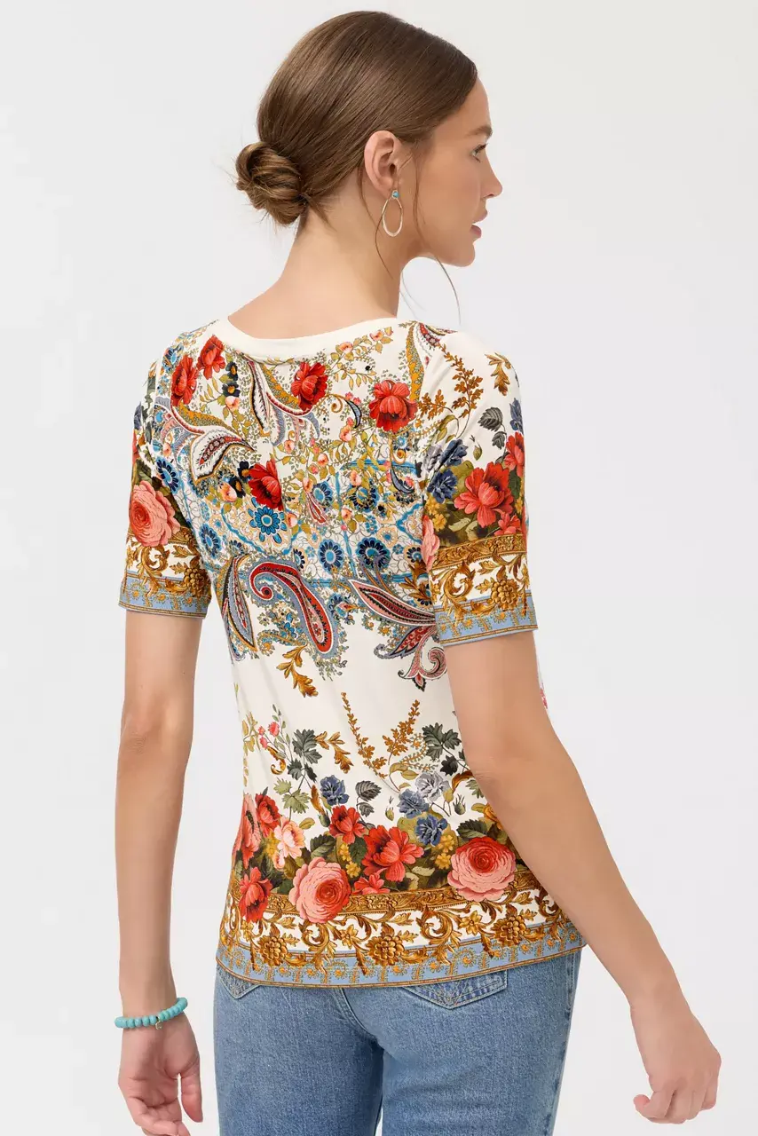 Johnny Was THE JANIE FAVORITE BOAT NECK TEE Leto White