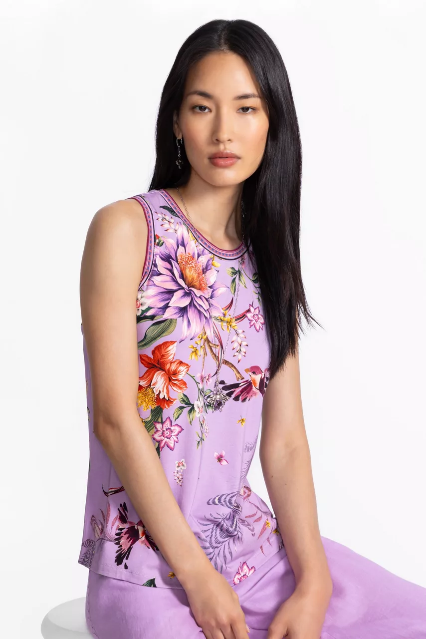 Johnny Was THE JANIE FAVORITE CREW NECK SWING TANK Willa Lavender