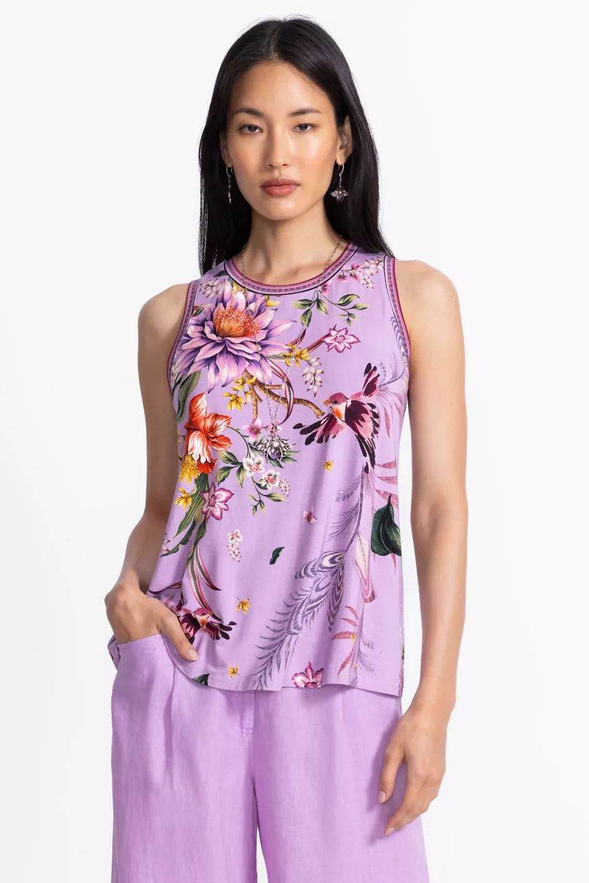 Johnny Was THE JANIE FAVORITE CREW NECK SWING TANK Willa Lavender