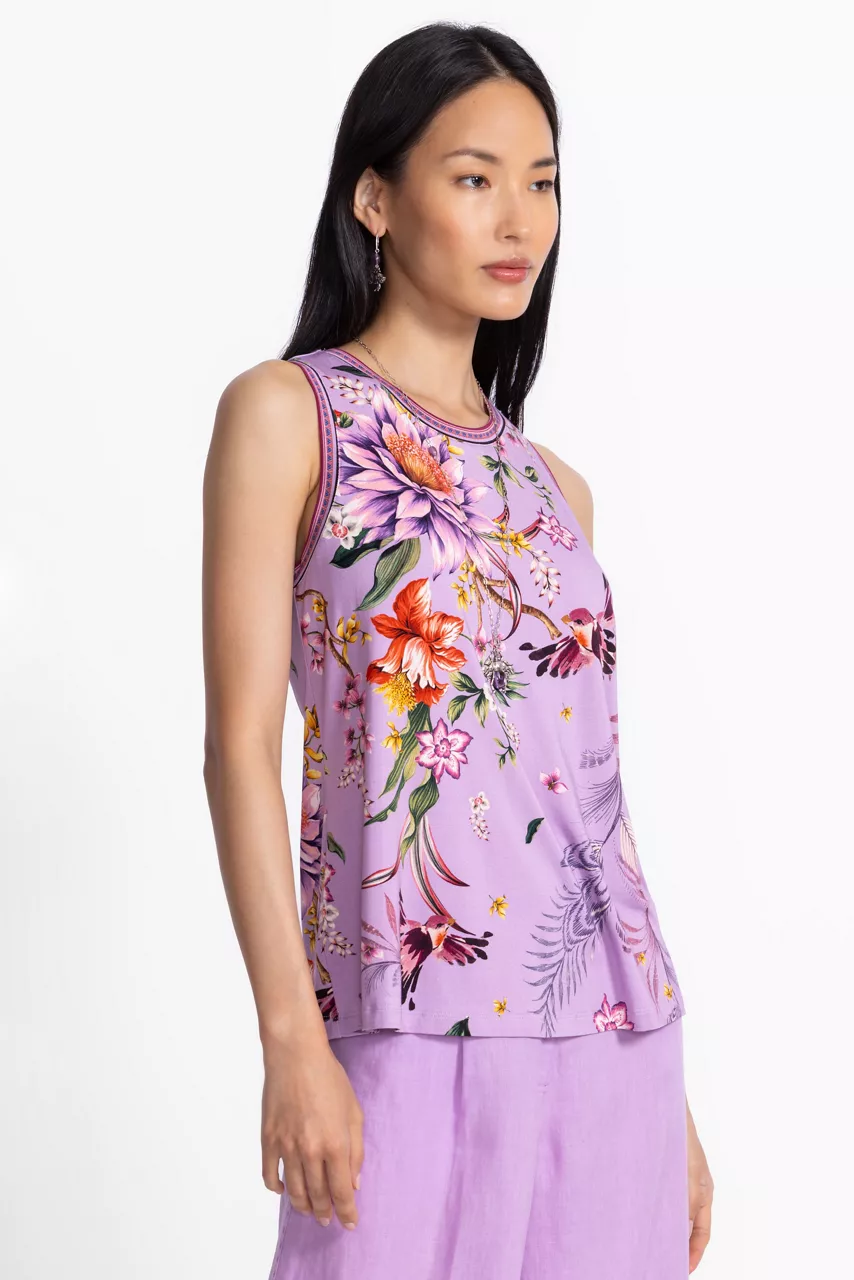 Johnny Was THE JANIE FAVORITE CREW NECK SWING TANK Willa Lavender