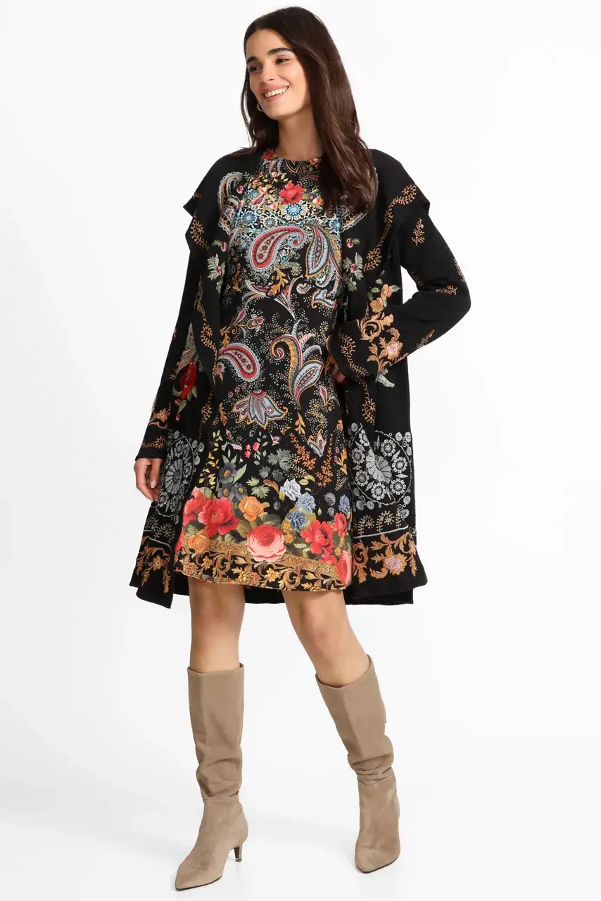 Johnny Was THE JANIE FAVORITE ELBOW SLEEVE MOCK NECK DRESS Leto