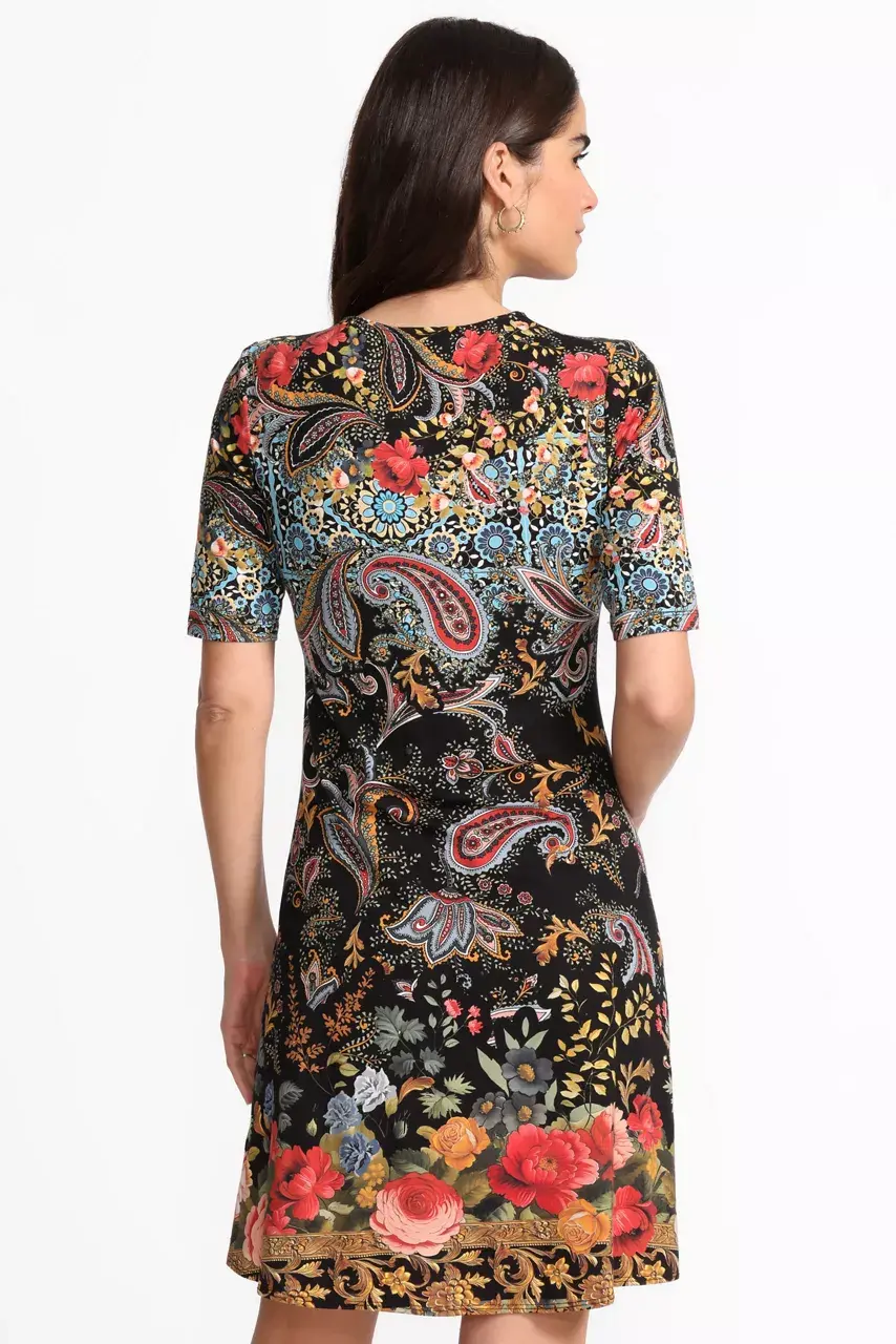 Johnny Was THE JANIE FAVORITE ELBOW SLEEVE MOCK NECK DRESS Leto