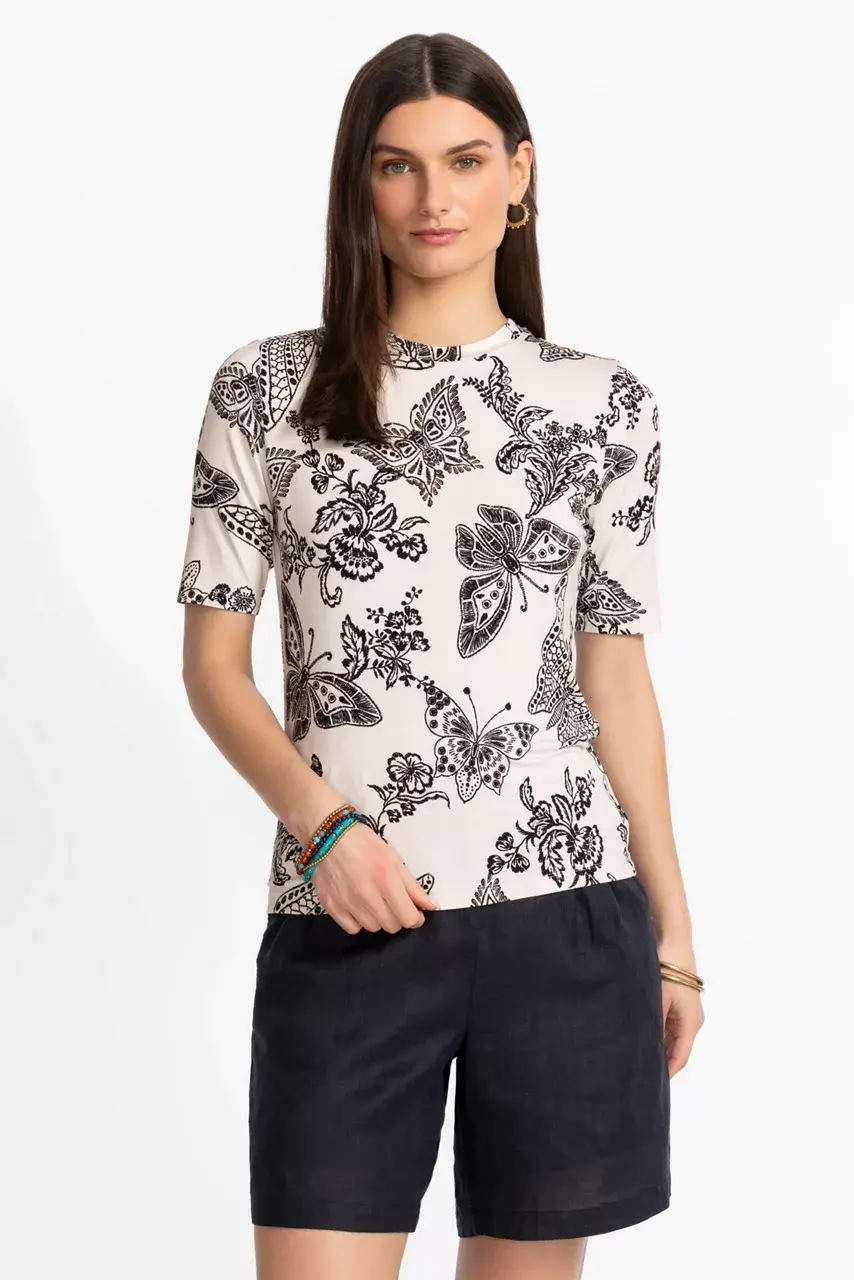 johnny was THE JANIE FAVORITE FITTED ELBOW SLEEVE TEE Sydnee-bw