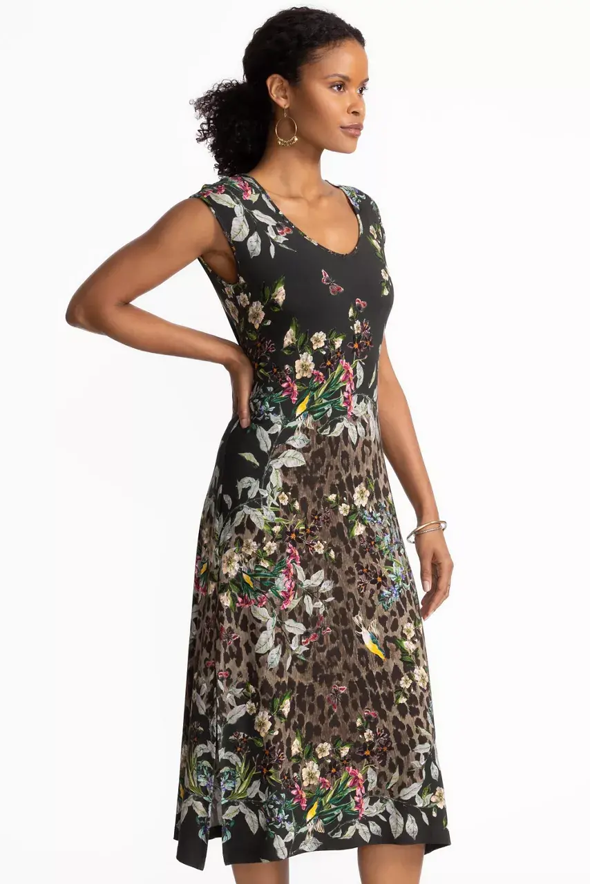 Johnny Was THE JANIE FAVORITE HIGH SLIT KNIT DRESS Ash Bird