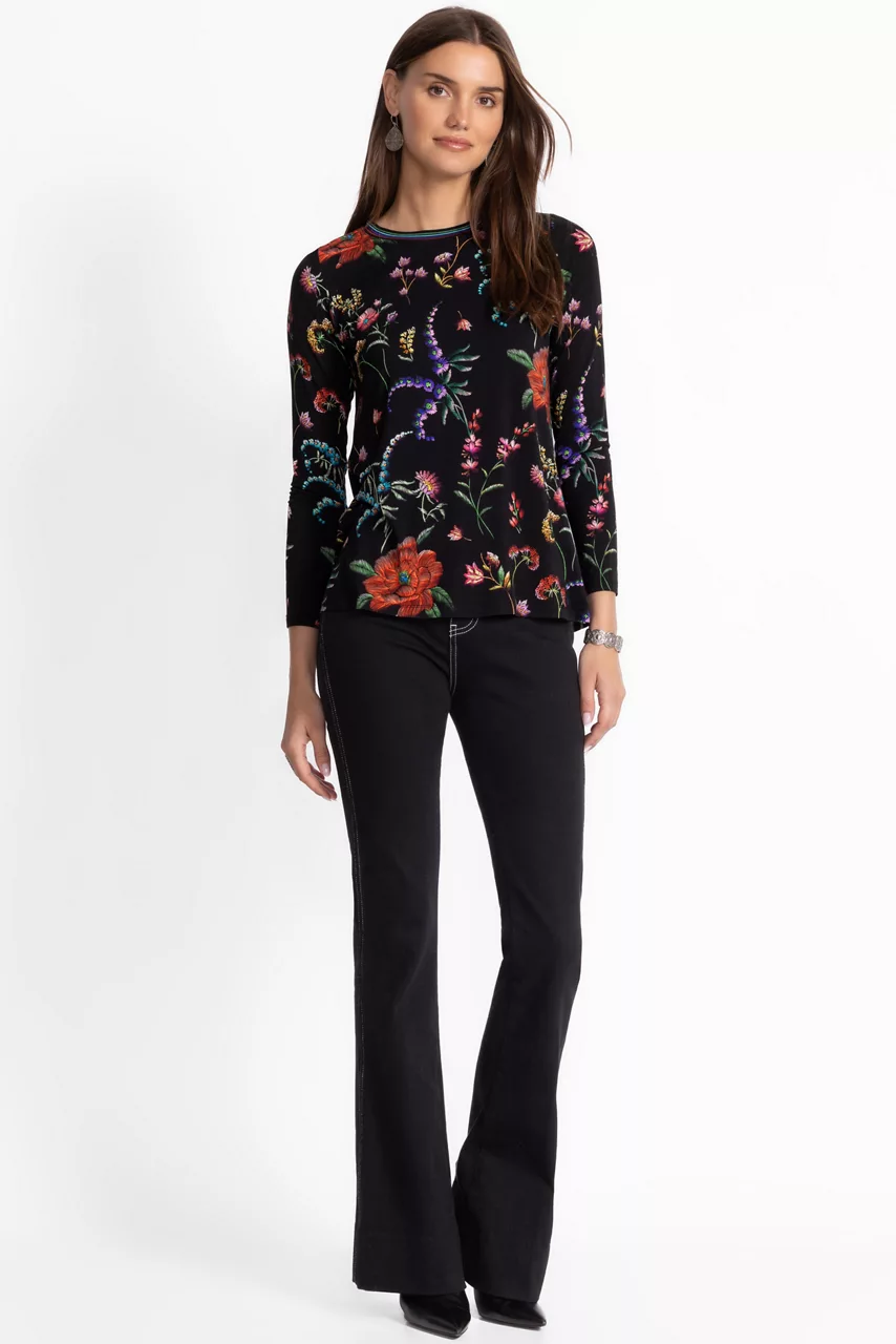 Johnny Was The Janie Favorite Long Sleeve Crew Neck Swing Tee Mayra Schiffli