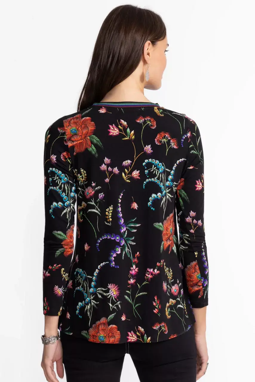 Johnny Was The Janie Favorite Long Sleeve Crew Neck Swing Tee Mayra Schiffli