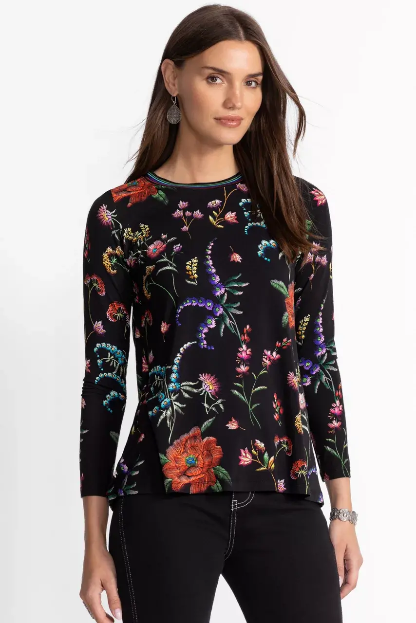 johnny was The Janie Favorite Long Sleeve Crew Neck Swing Tee Mayra Schiffli