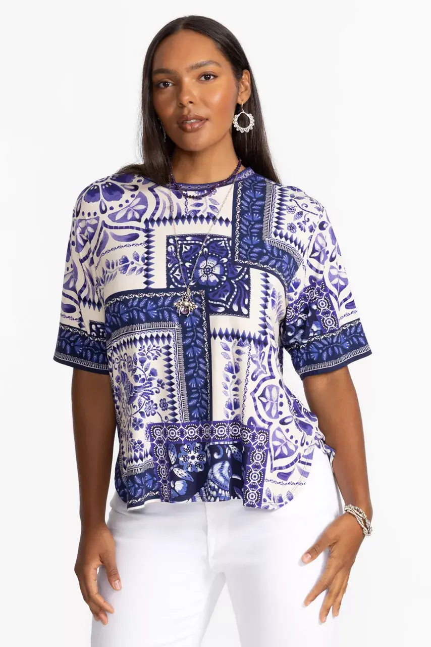 Johnny Was THE JANIE FAVORITE OVERSIZED CROPPED TEE Starling