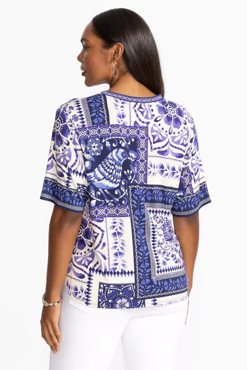 Johnny Was THE JANIE FAVORITE OVERSIZED CROPPED TEE Starling