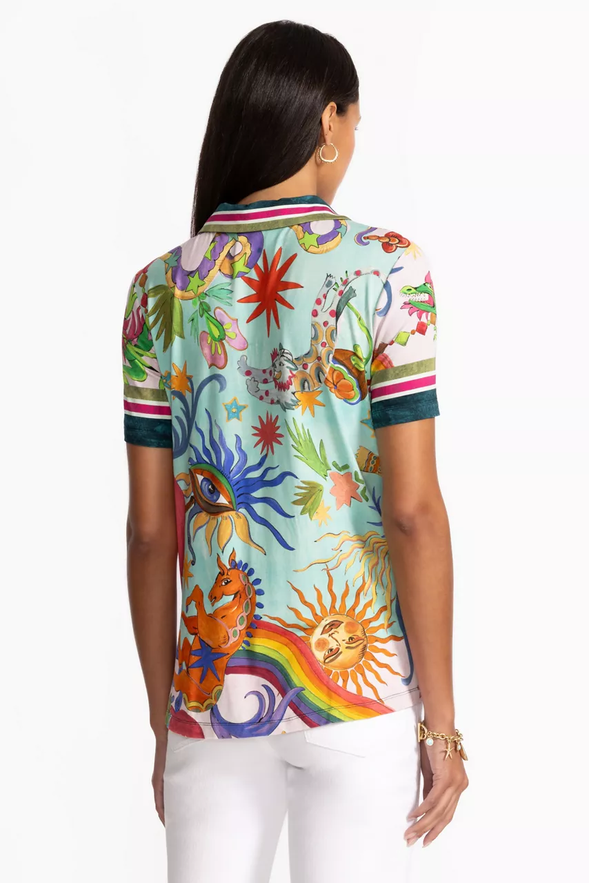 Johnny Was THE JANIE FAVORITE SHORT SLEEVE SWING POLO Kayla