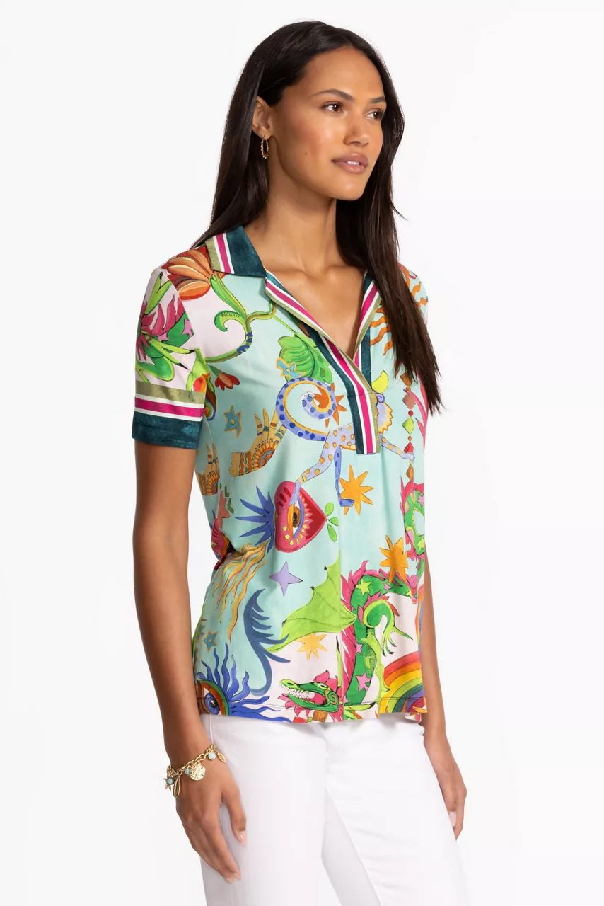 Johnny Was THE JANIE FAVORITE SHORT SLEEVE SWING POLO Kayla