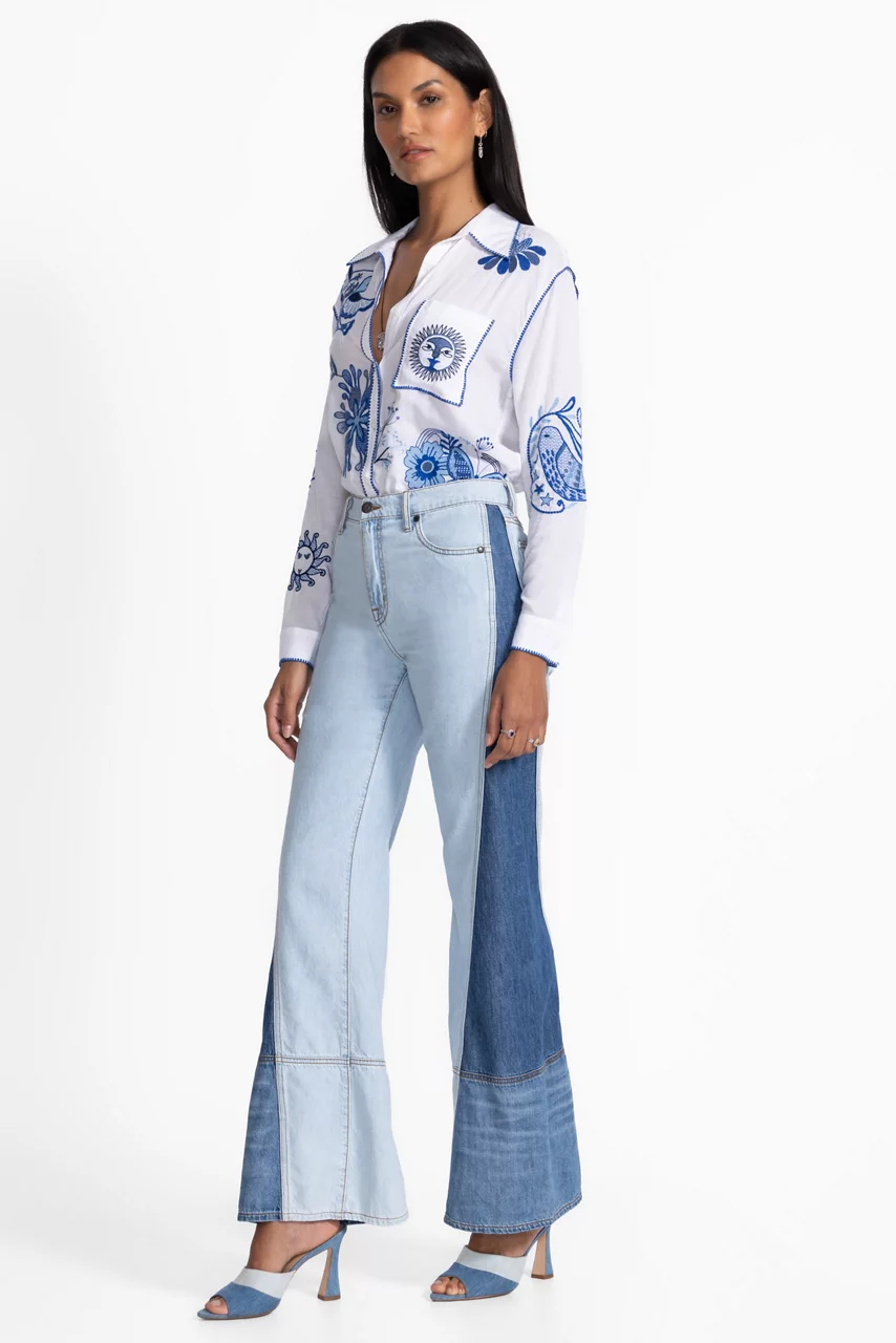 Johnny Was THE PIECED STRAIGHT FLARE JEAN Light Wash