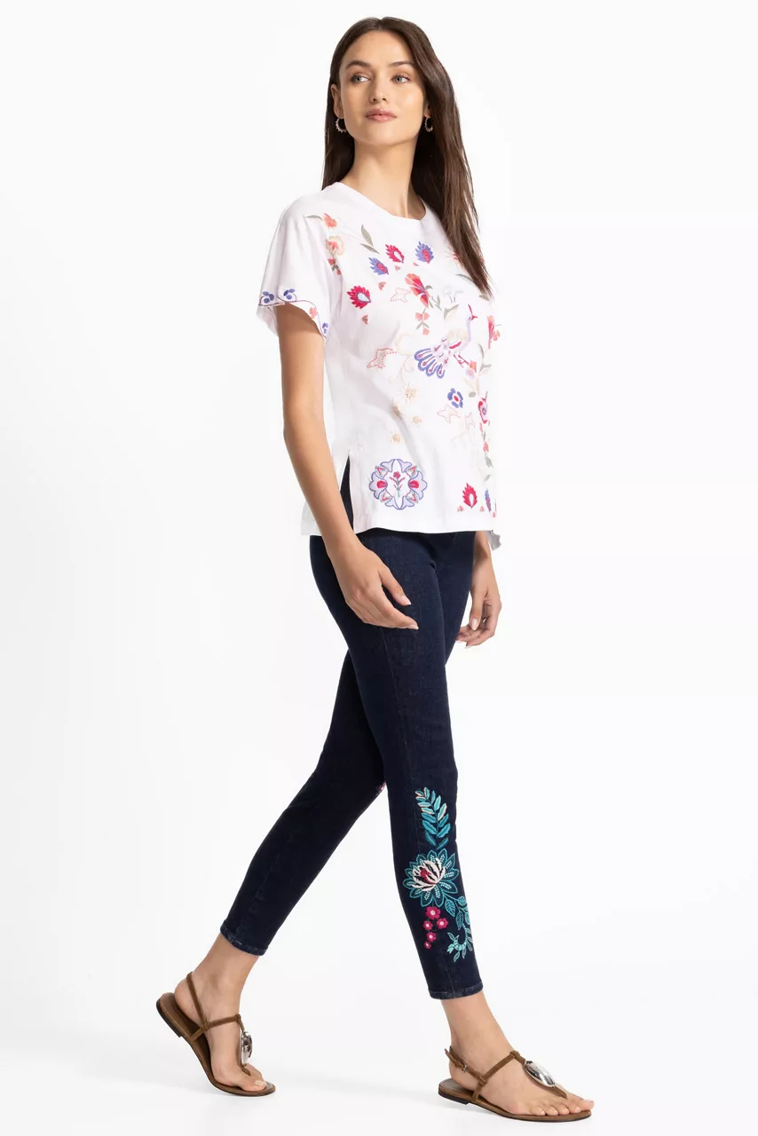 Johnny Was THE PULL ON CROPPED SKINNY JEAN Dark Wash