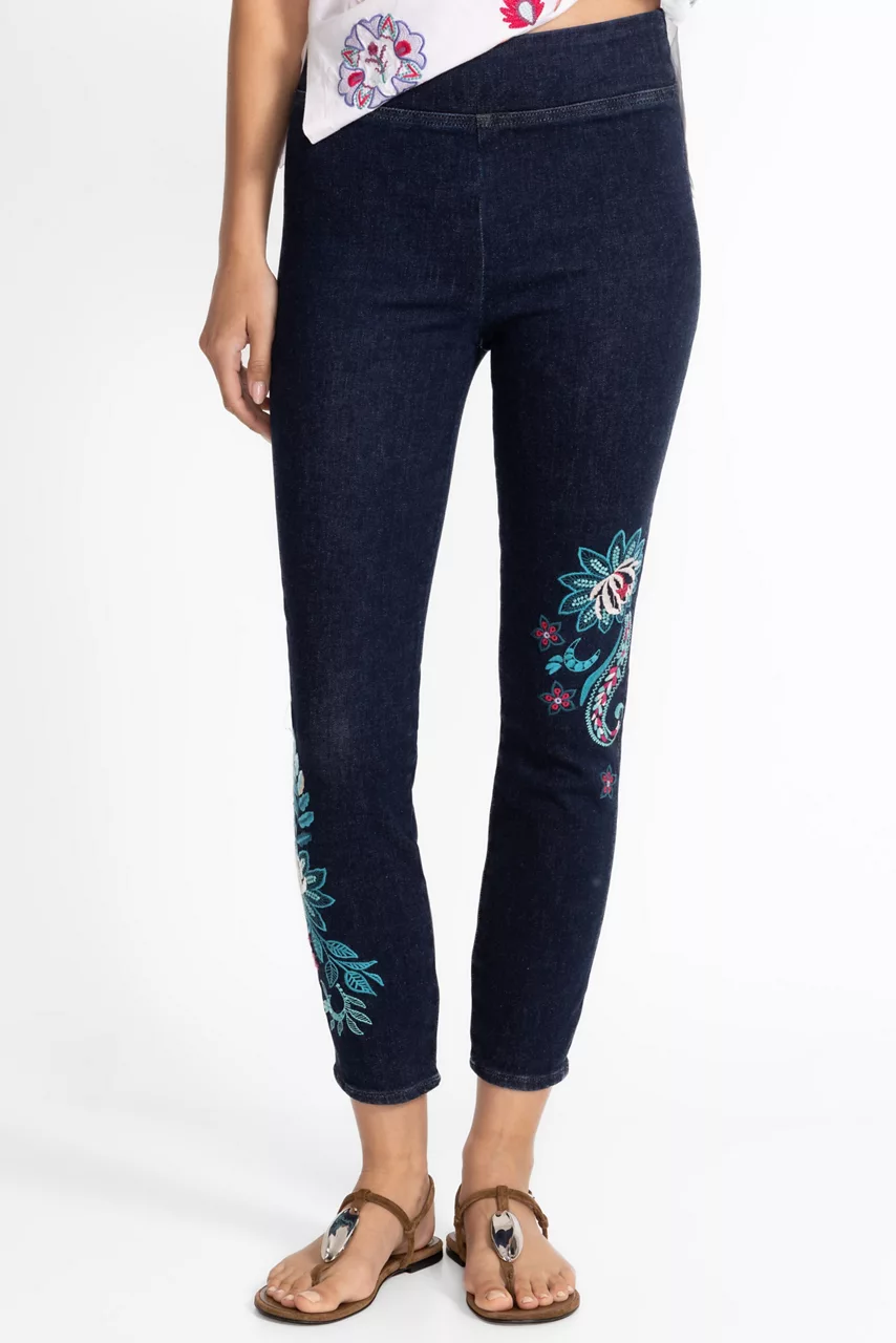 Johnny Was THE PULL ON CROPPED SKINNY JEAN Dark Wash