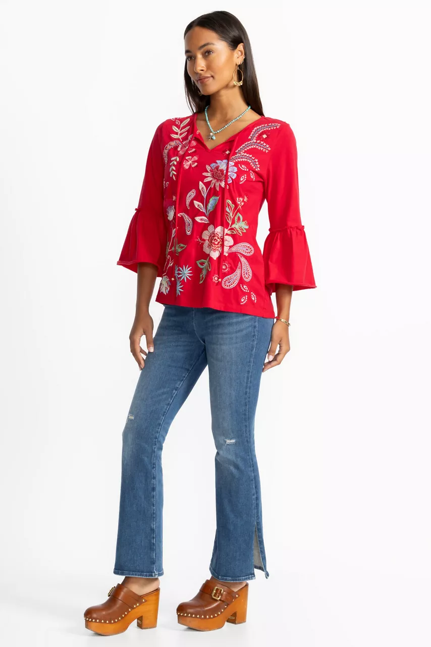 Johnny Was THE SIDE SLIT PULL ON KICK FLARE Light Wash