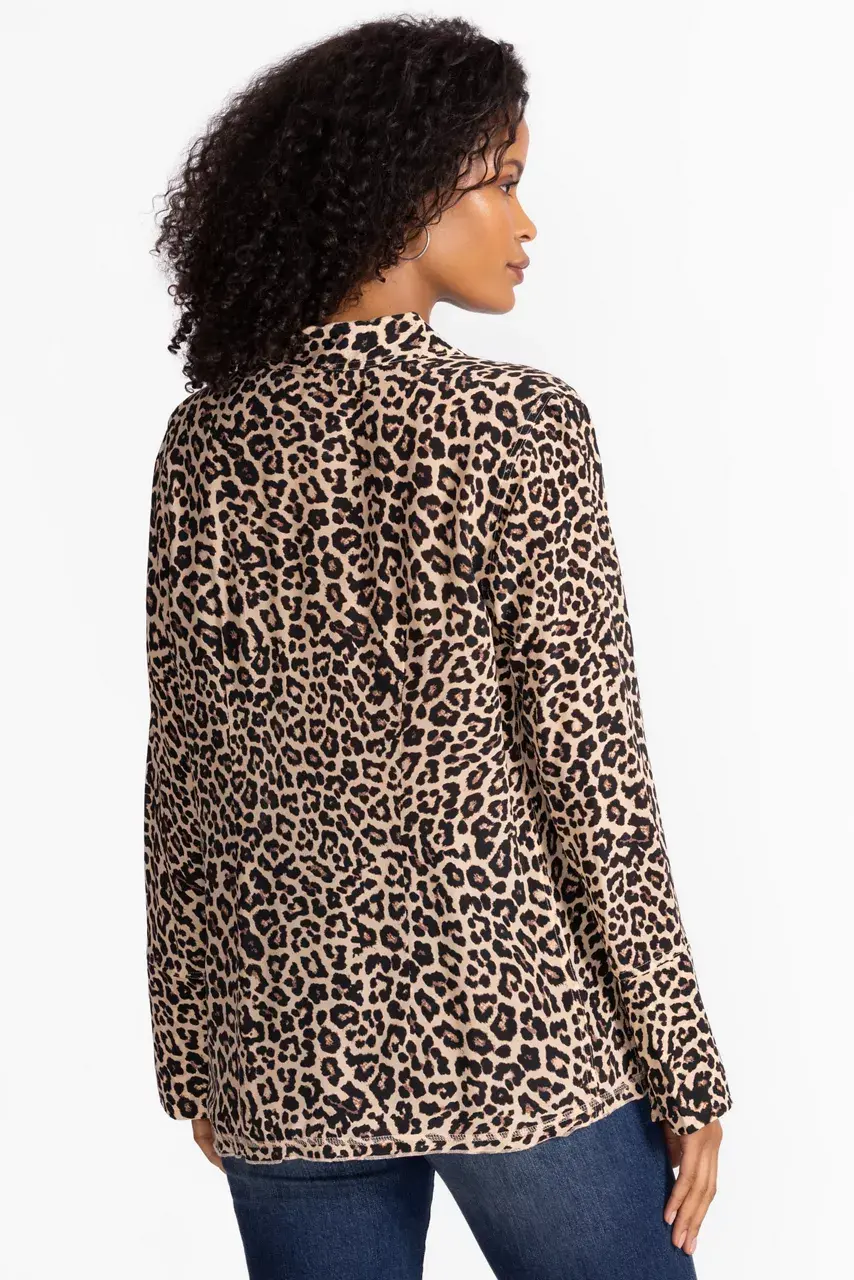 Johnny Was VINTAGE BUTTON DOWN SHIRT Chestnut Leopard