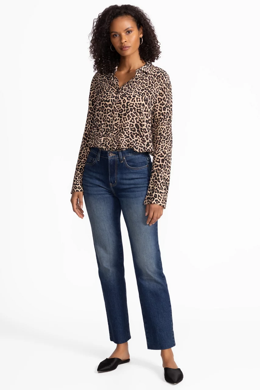 johnny was VINTAGE BUTTON DOWN SHIRT Chestnut Leopard