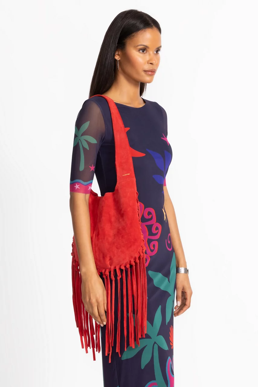 Johnny Was WESTERN ITALIAN SUEDE FRINGE BAG Valentina