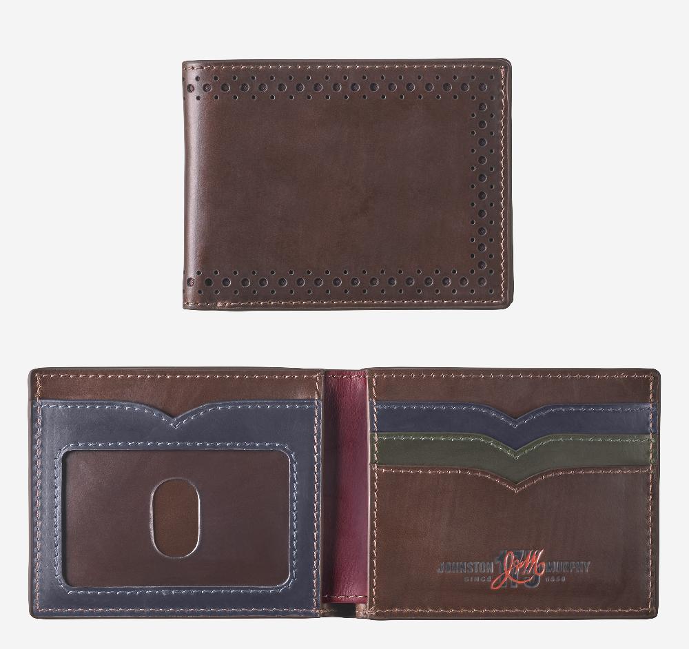 johnston & murphy 175th Anniversary Colorblocked Billfold Wallet Brown Multi