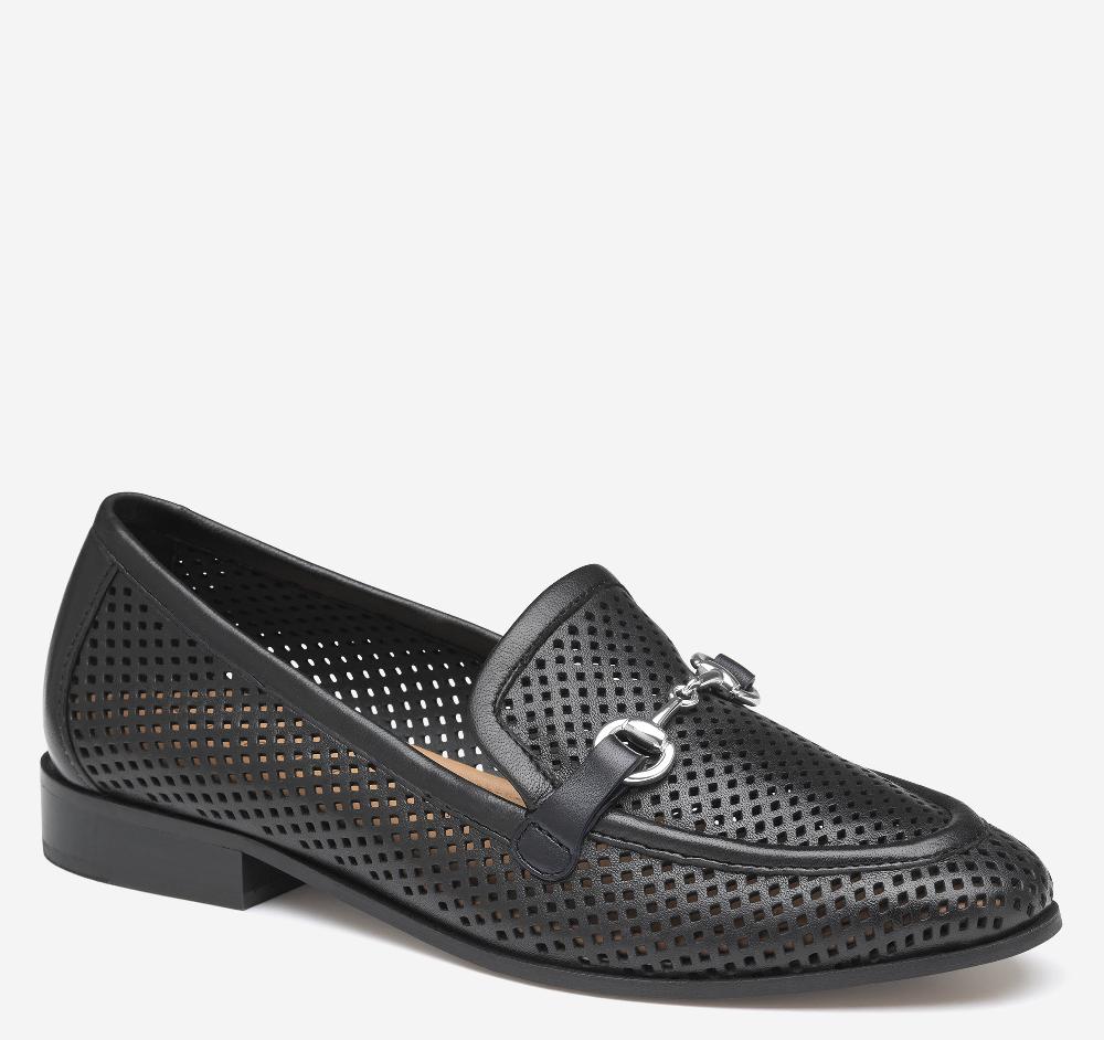 johnston & murphy Ali Perfed Bit Loafer Black Glove Leather