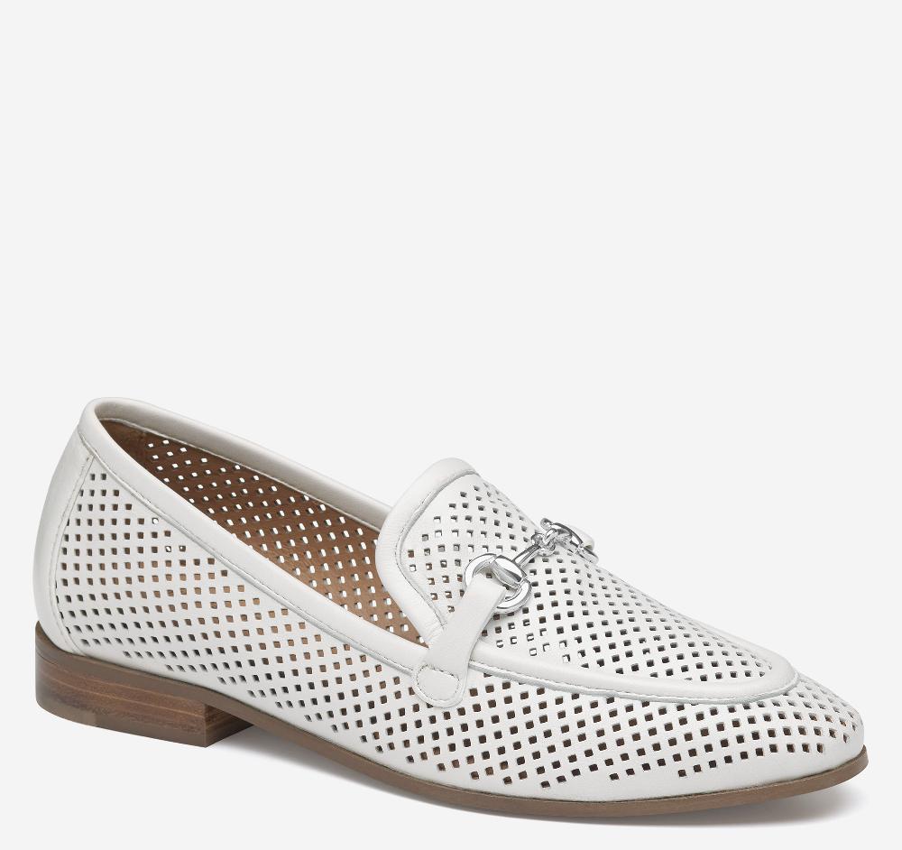 johnston & murphy Ali Perfed Bit Loafer White Glove Leather