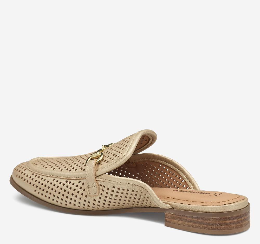 Johnston & Murphy Ali Perfed Bit Mule Sand Pearl Glove Leather