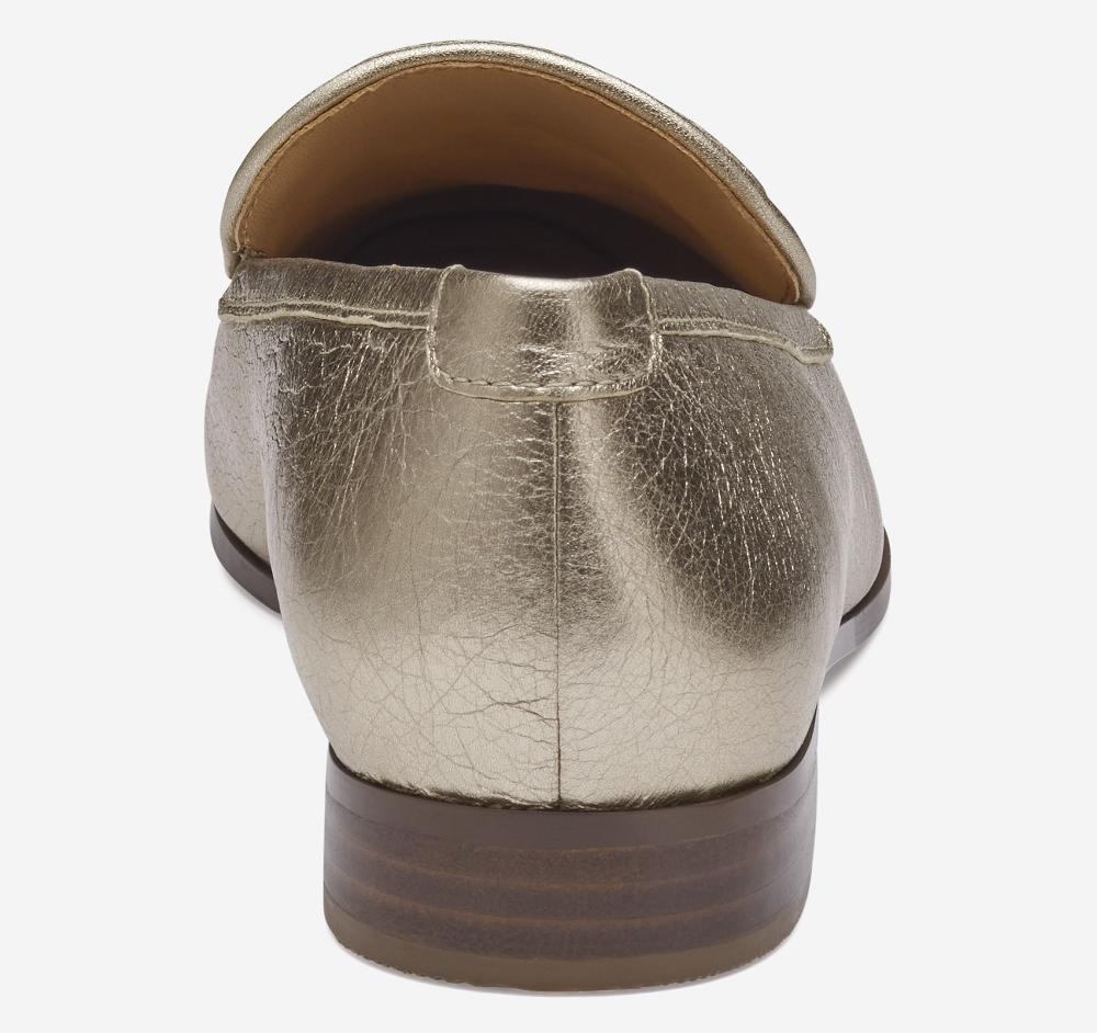 Johnston & Murphy Ali Woven Loafer Gold Italian Metallic Sheepskin