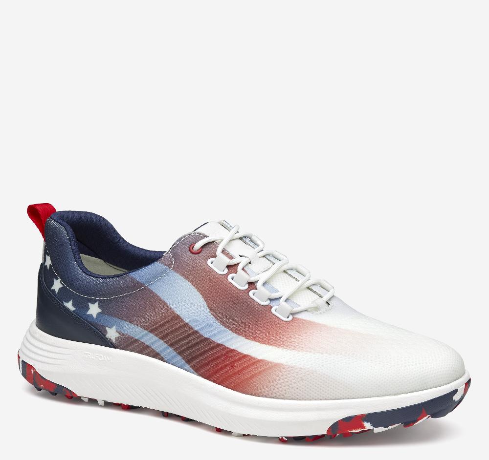 johnston & murphy Amherst GL1 Sport Hybrid Red/White/Blue Coated Knit johnston & murphy Amherst GL1 Sport Hybrid Red/White/Blue Coated Knit