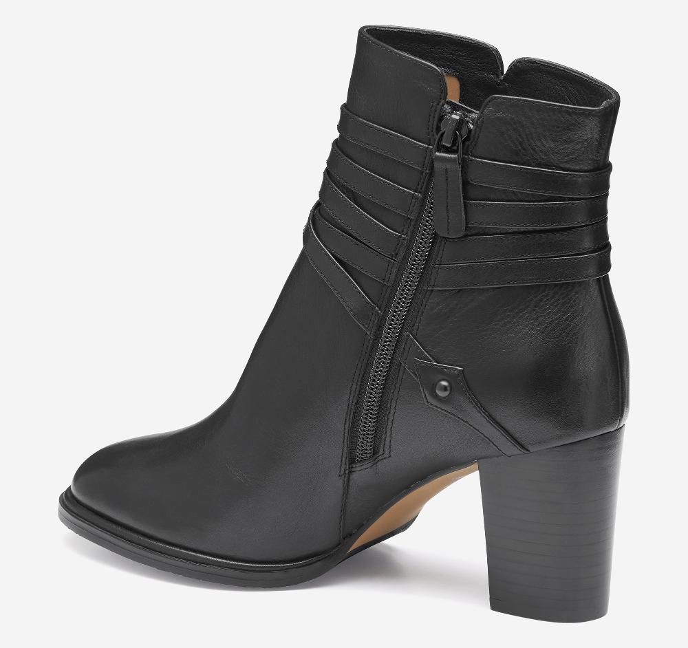 Johnston & Murphy Amy Belted Bootie Black Nappa Leather