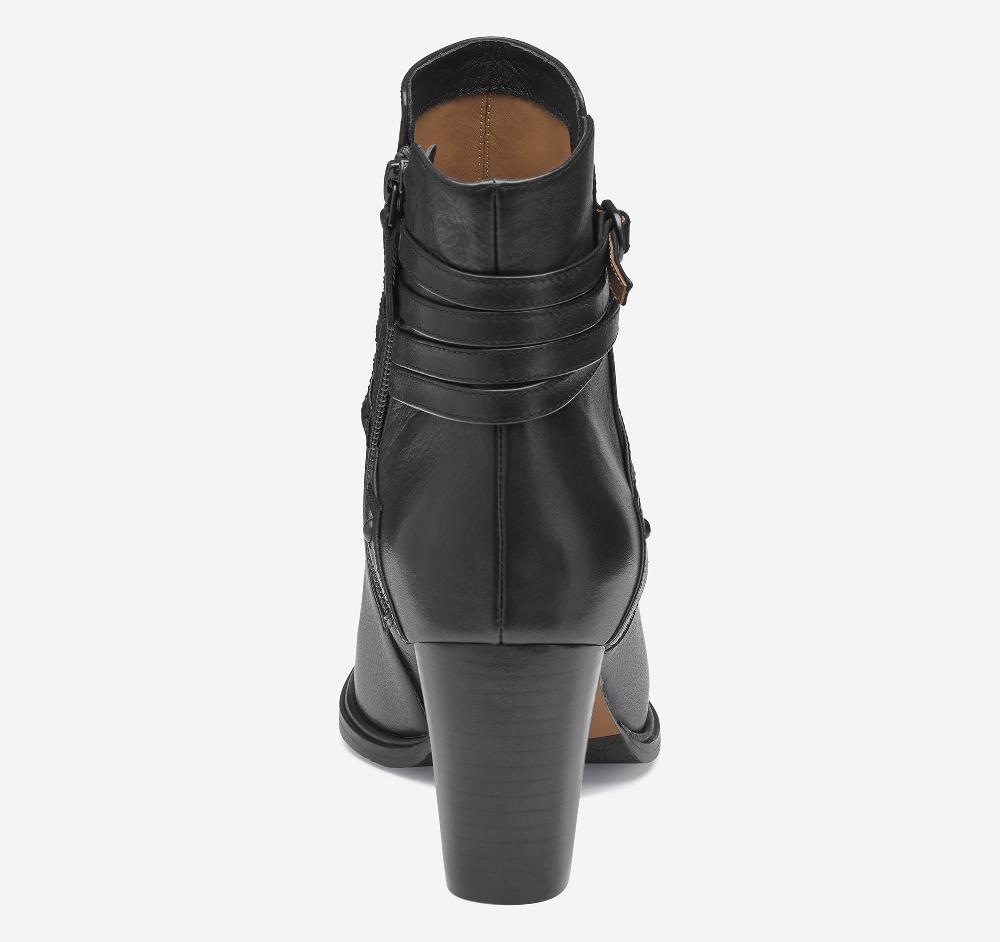 Johnston & Murphy Amy Belted Bootie Black Nappa Leather