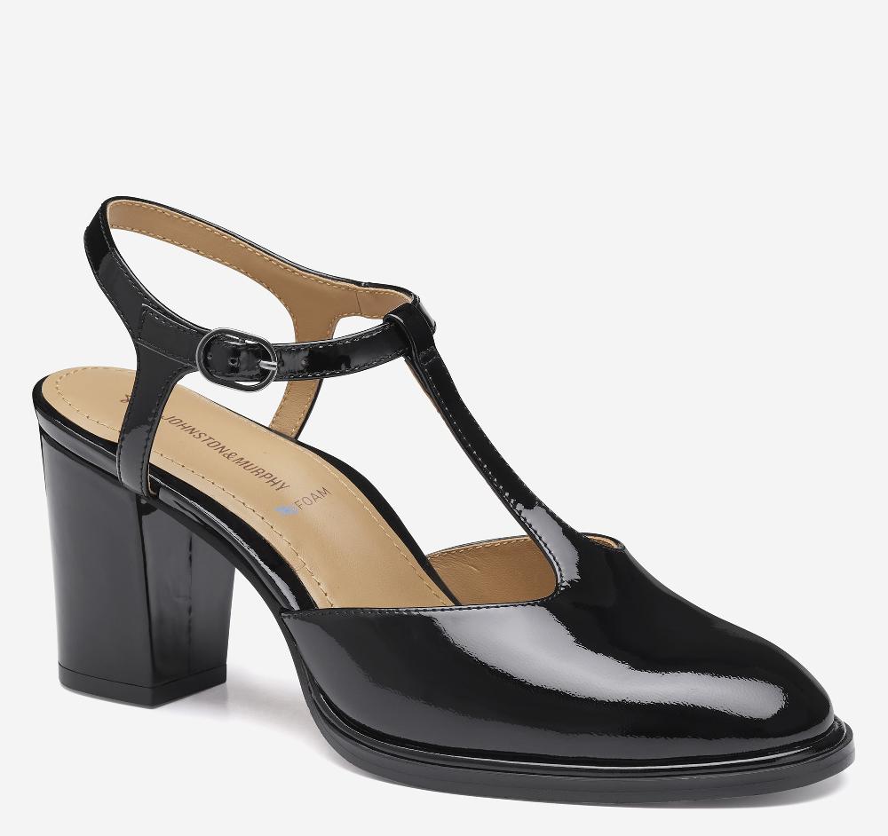 johnston & murphy Amy T-Strap Pump Black Patent Leather
