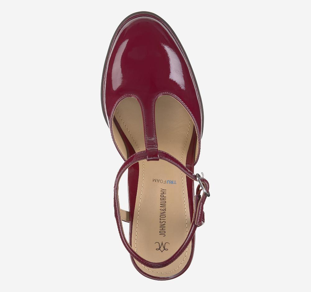 Johnston & Murphy Amy T-Strap Pump Red Patent Leather