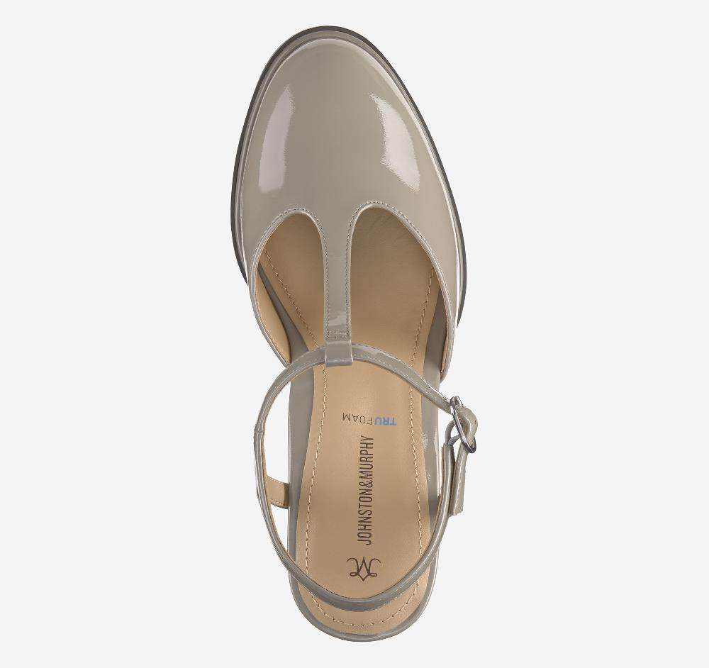 Johnston & Murphy Amy T-Strap Pump Taupe Patent Leather
