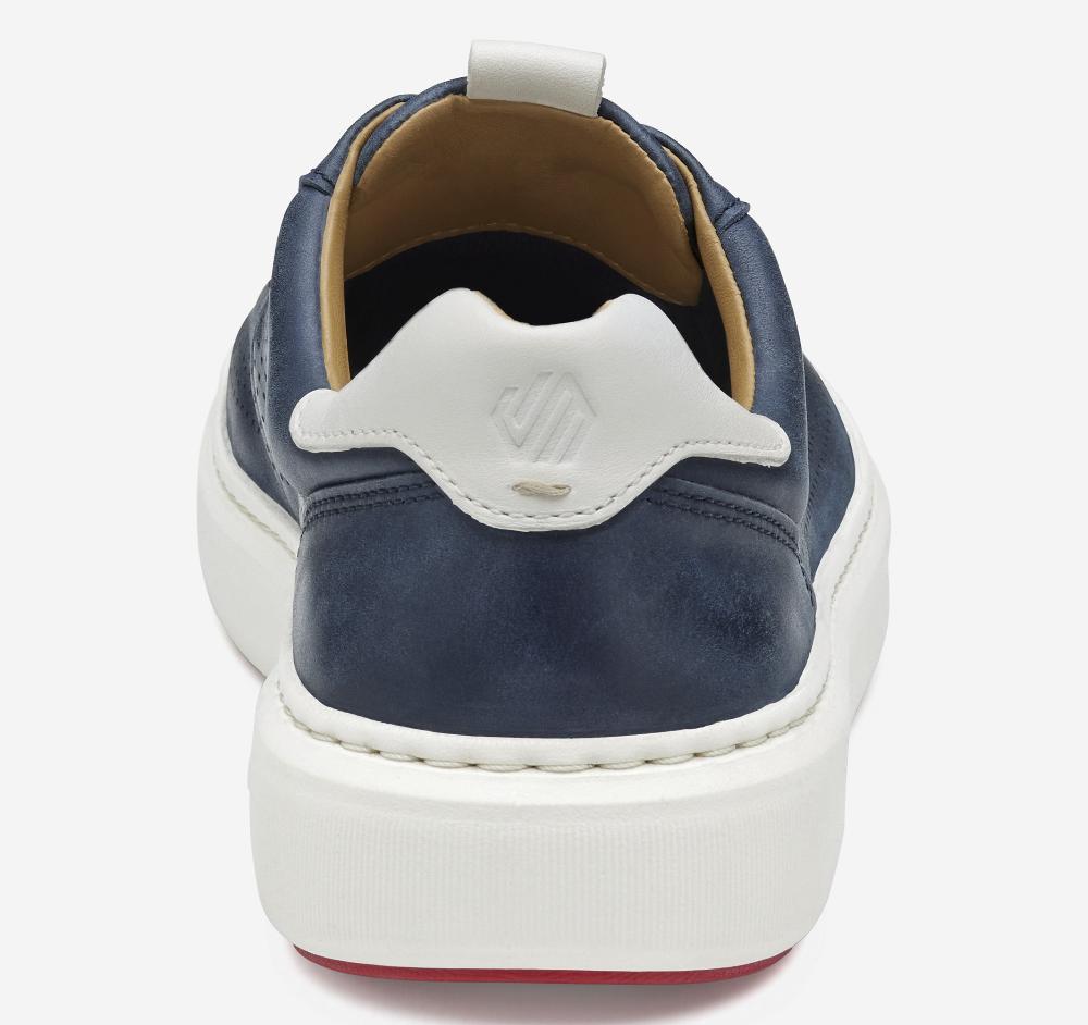 Johnston & Murphy Anders Perfed U-Throat Navy Full Grain