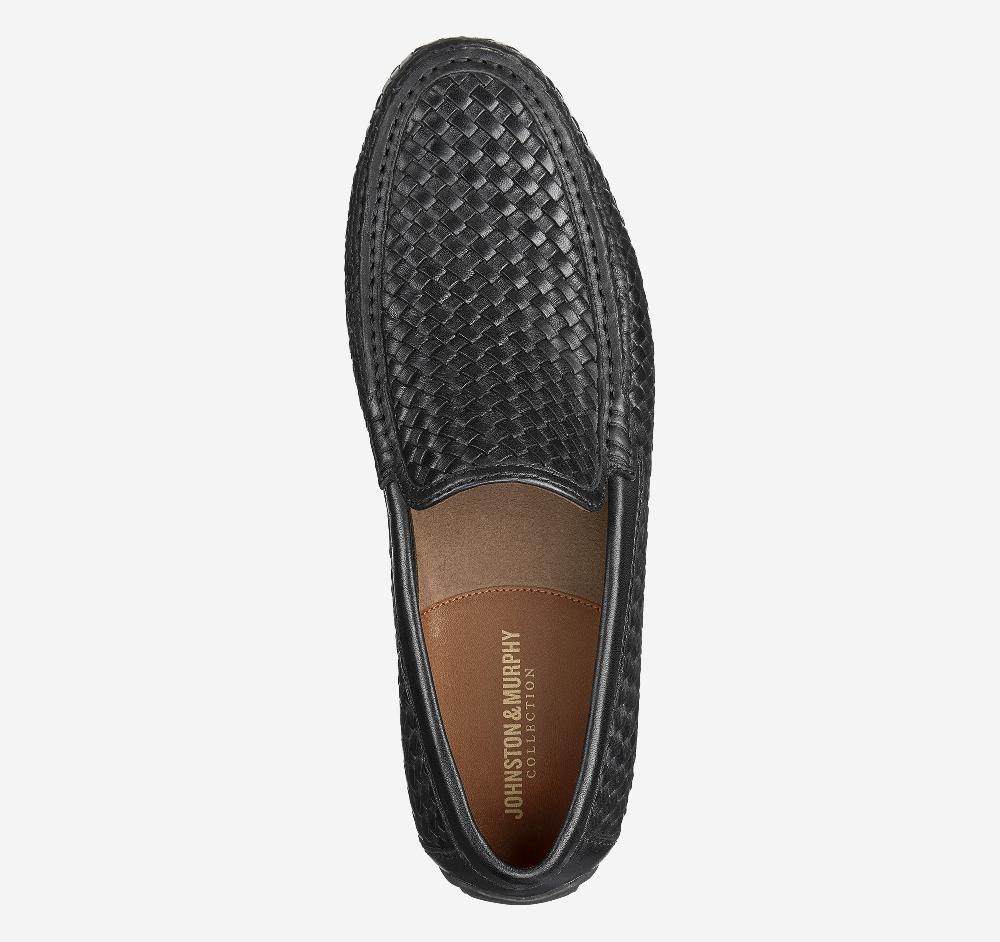 Johnston & Murphy Baldwin Driver Woven Slip-On Loafer Black Sheepskin