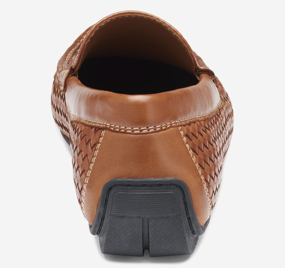 Johnston & Murphy Baldwin Driver Woven Slip-On Loafer Tan Sheepskin