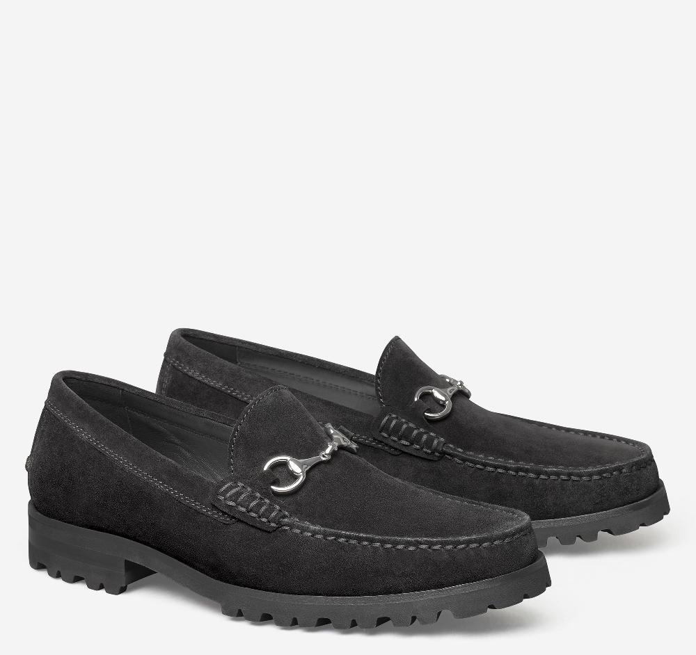 johnston & murphy Baldwin Lug Bit Black English Suede